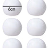Six white, spherical silicone squeeze balls with a 6cm diameter measurement line.