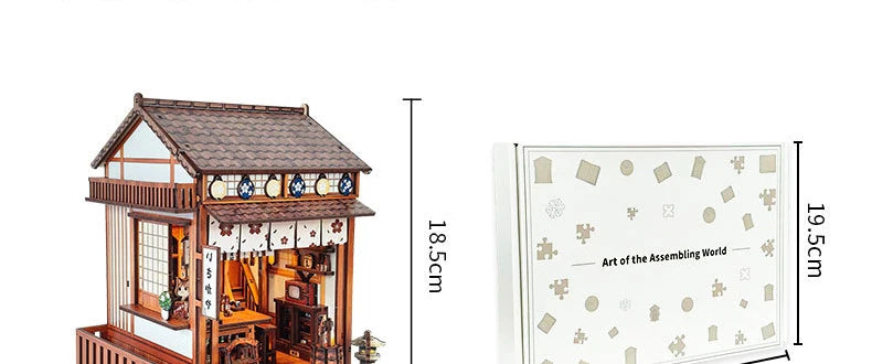 DIY Wooden Miniature Japanese Tavern Model Kit with LED Lighting
