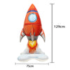 Orange and silver foil balloon plane model with a clear cockpit and white base for birthday party decor