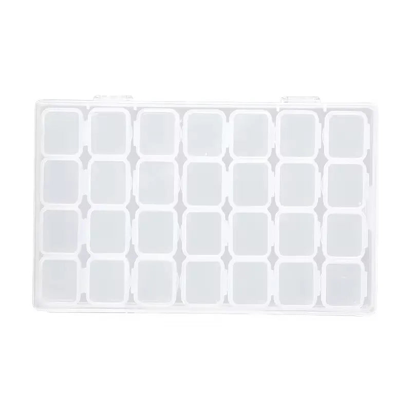 Clear rainbow rhinestone nail art storage case with multiple compartments