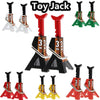 A set of two metal simulation jack stands for 1:10 RC crawlers, featuring black and bronze components.