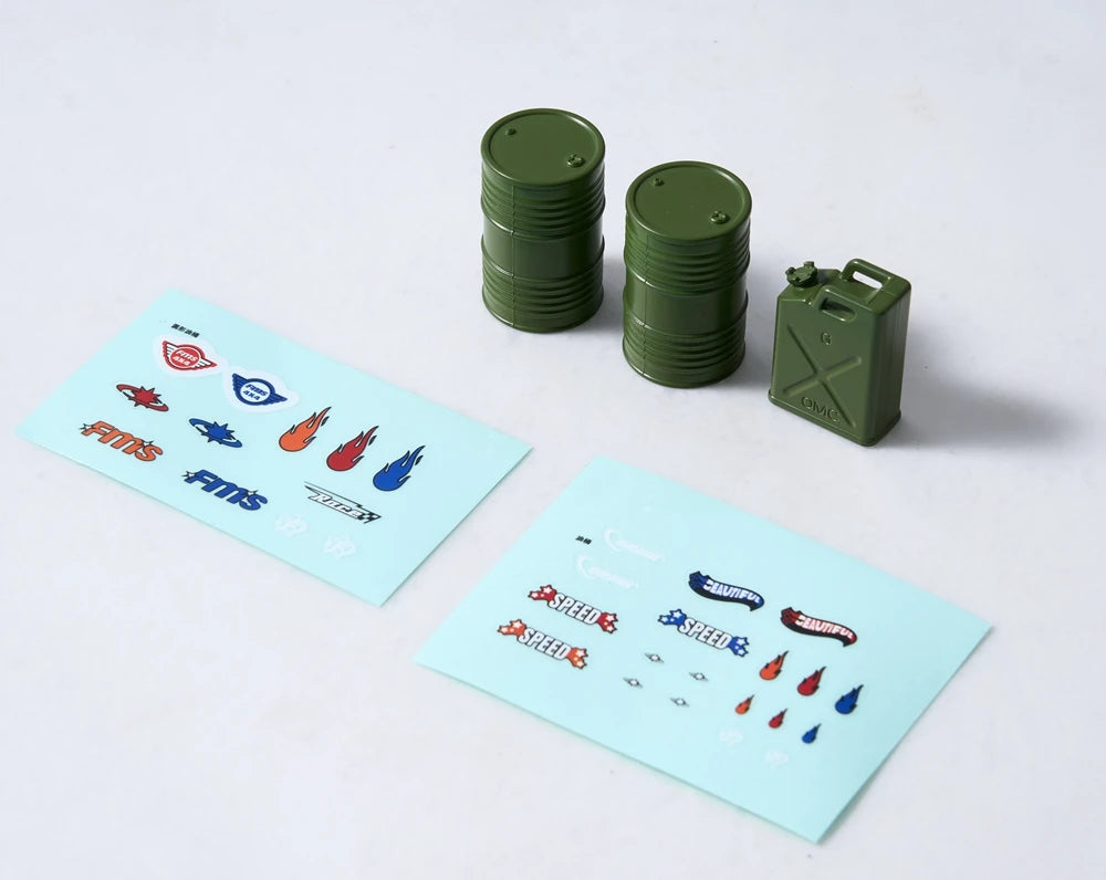 RC Car Scale Accessory Set – Surfboard, Kayak, and Roadblock Decorations