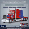 Red American-style mop head Peterbilt 389 1:24 scale diecast truck model with lights and sound
