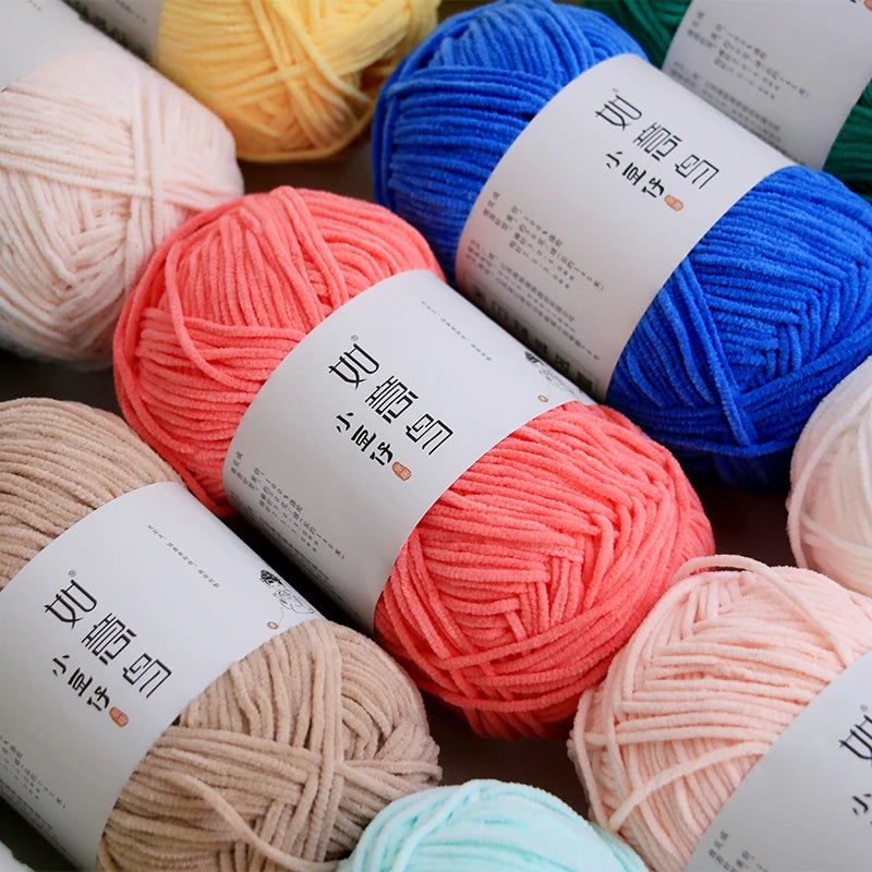 Soft Chenille Yarn for Knitting & Crochet - 50g Ball