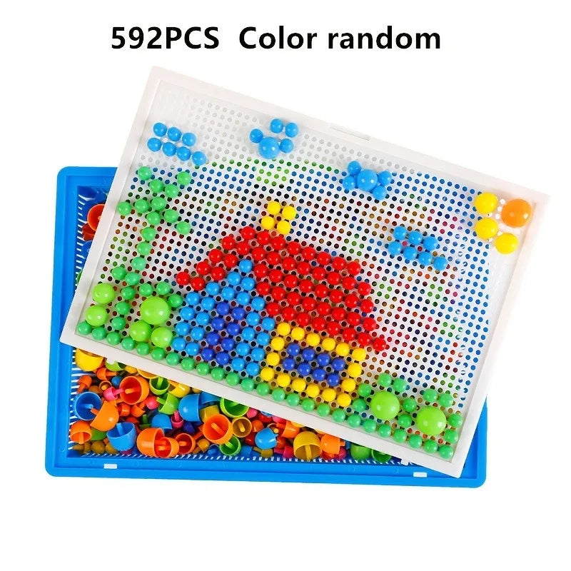 Pegboard Building Set – Colorful STEM Learning Toy with Beads and Rubber Stoppers