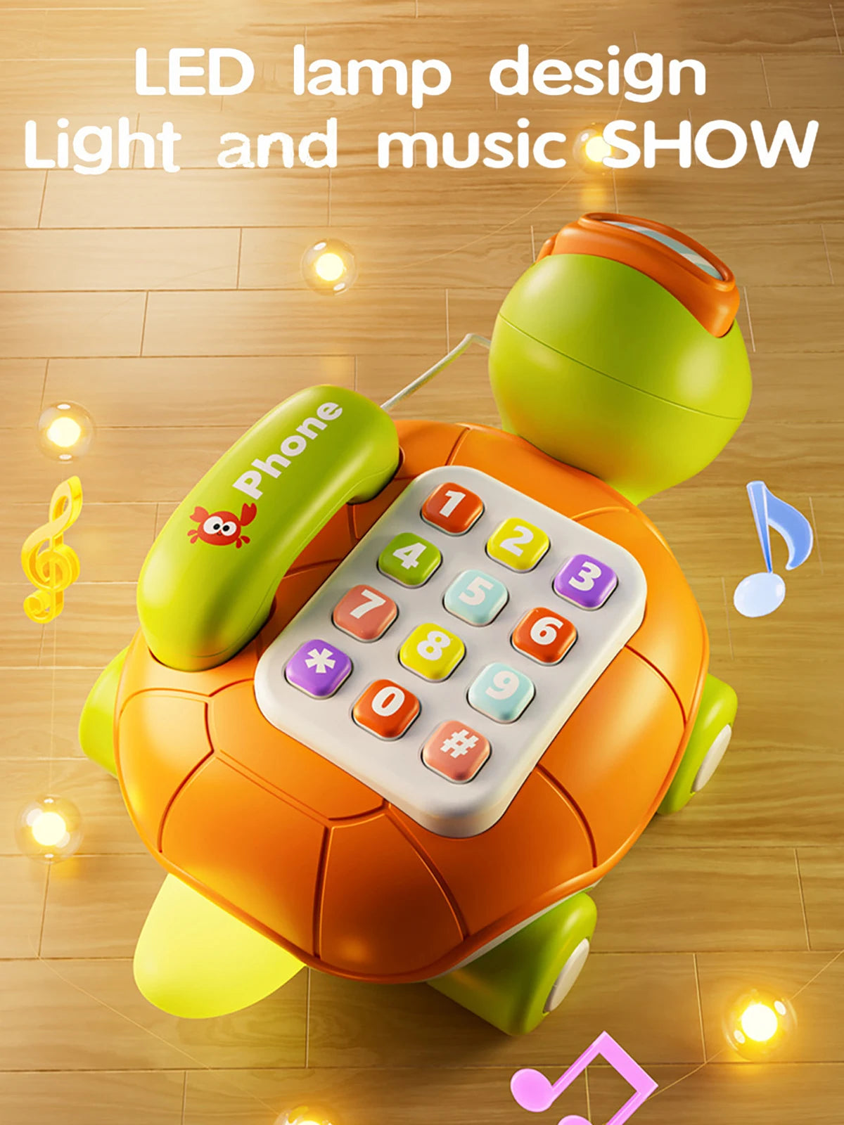 Musical Turtle Crawling Toy with Piano Lights and Baby Phone