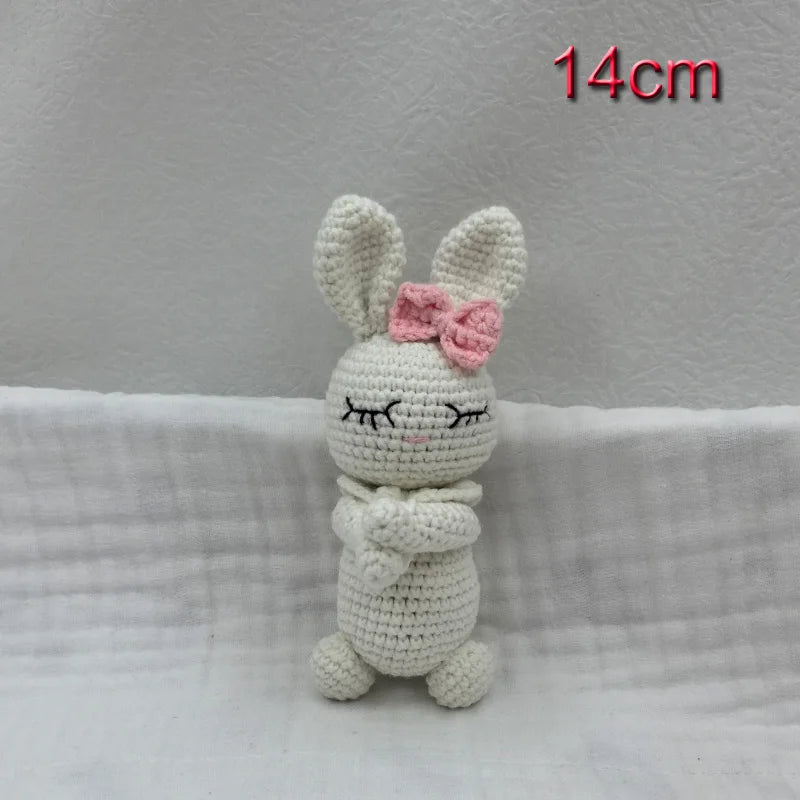 Handmade Amigurumi Plush Toy Set – Fox, Cow & Lamb Sleeping Dolls