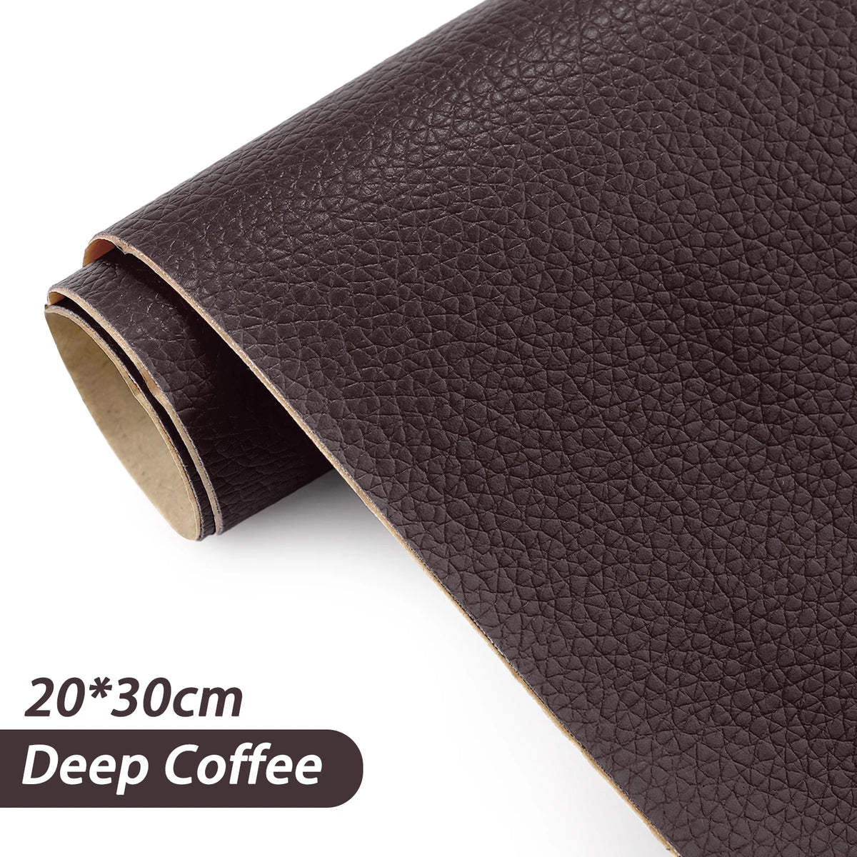 A roll of dark brown Deep Coffee PU leather repair patches for fabric and leather goods.