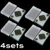 Four sets of waterproof transparent playing cards with decorative designs arranged in a grid pattern.