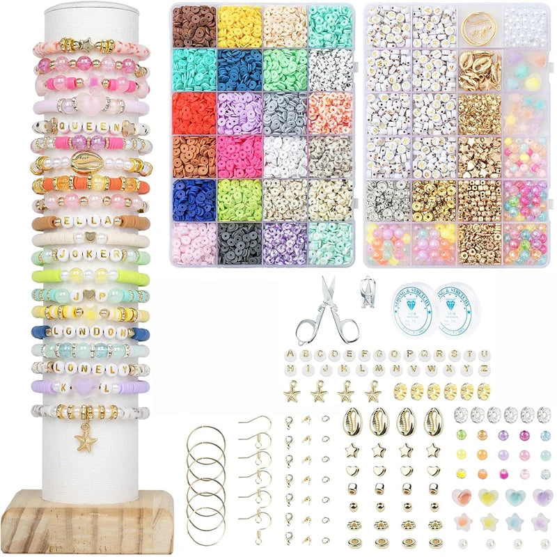 Rainbow Polymer Clay Bead Kit for DIY Jewelry Making