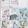 A collection of Kawaii K-pop stickers and photocards featuring various idols and designs for journaling and crafts.