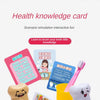 A pink plastic toothbrush and a white plastic tooth, part of a health knowledge card simulation kit.
