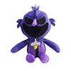 A purple Nightmare Critters plush toy with large black eyes and yellow lightning bolt details.