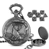 Metal Polyhedral Dice Set with Pocket Watch Case