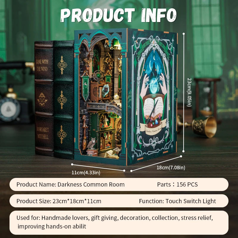 Owl Bookstore Miniature Book Nook DIY Kit with LED Lighting