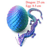 Dragon articulé imprimé en 3D bleu et violet, corps de 25 cm et œuf de 8,5 cm.