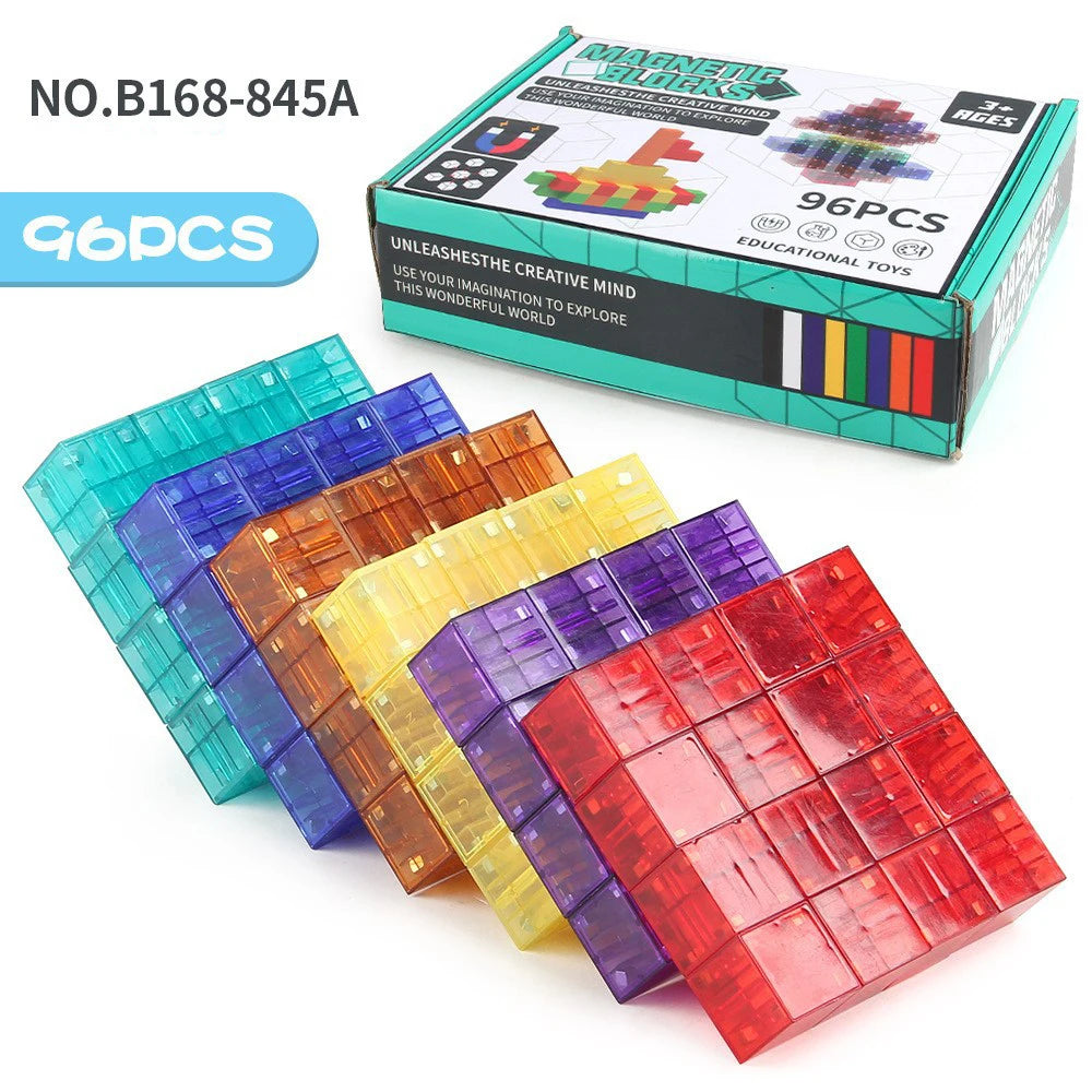 Transparent Magnetic Building Cubes – STEM Learning Construction Set for Kids