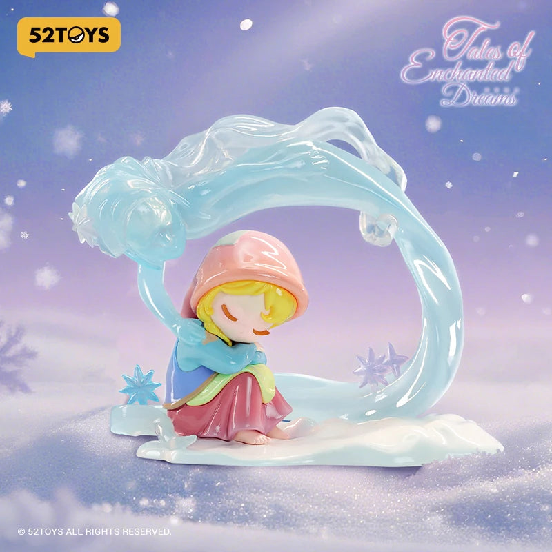 A collectible figure of a young elf with pink hair and clothing is emerging from a translucent blue, flowing structure in a s