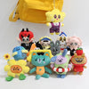 A collection of yellow and purple plush pendant dolls featuring characters from GMMTV celebrity couples.