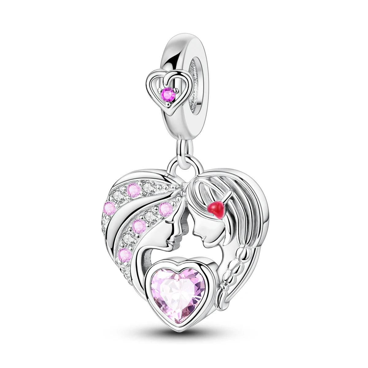 925 Sterling Silver Heart Charm Beads for Bracelets and Necklaces