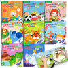 A collection of reusable sticker books featuring animal scenes and concentration training activities for toddlers.