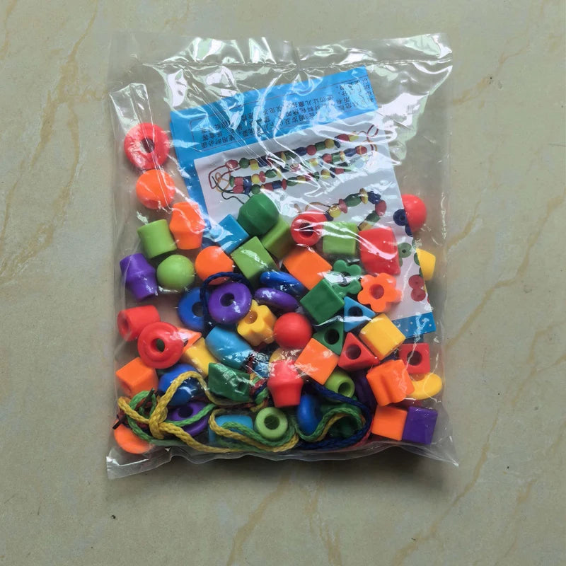Rainbow Lacing Beads for Toddlers – Color & Shape Sorting Montessori Toy