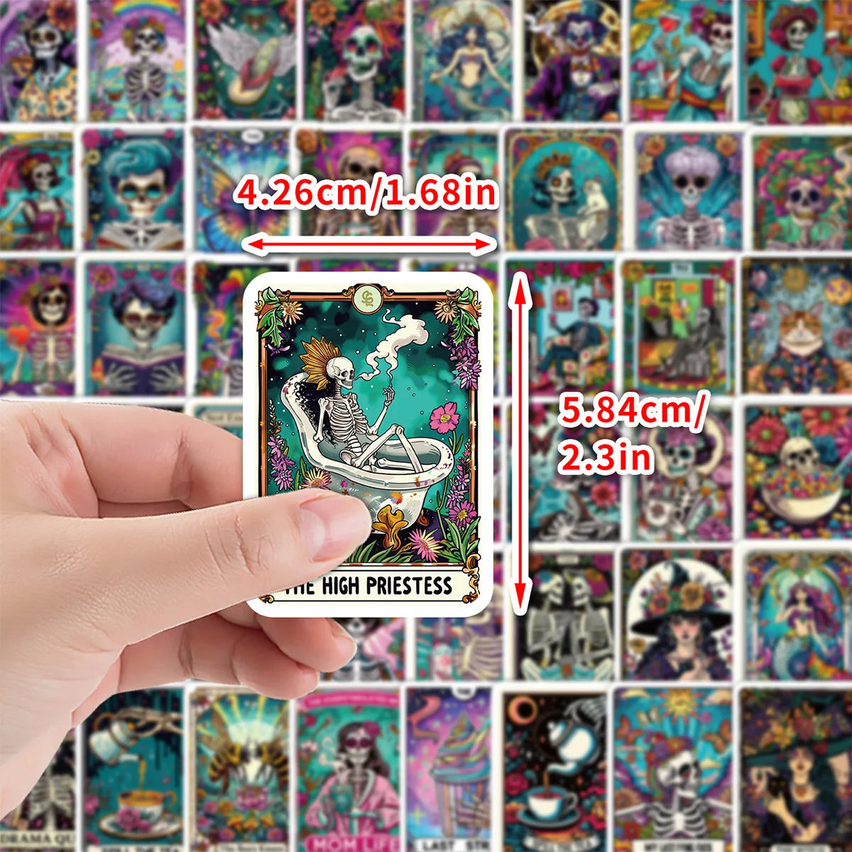 Tarot Card Skull Cartoon Sticker Pack