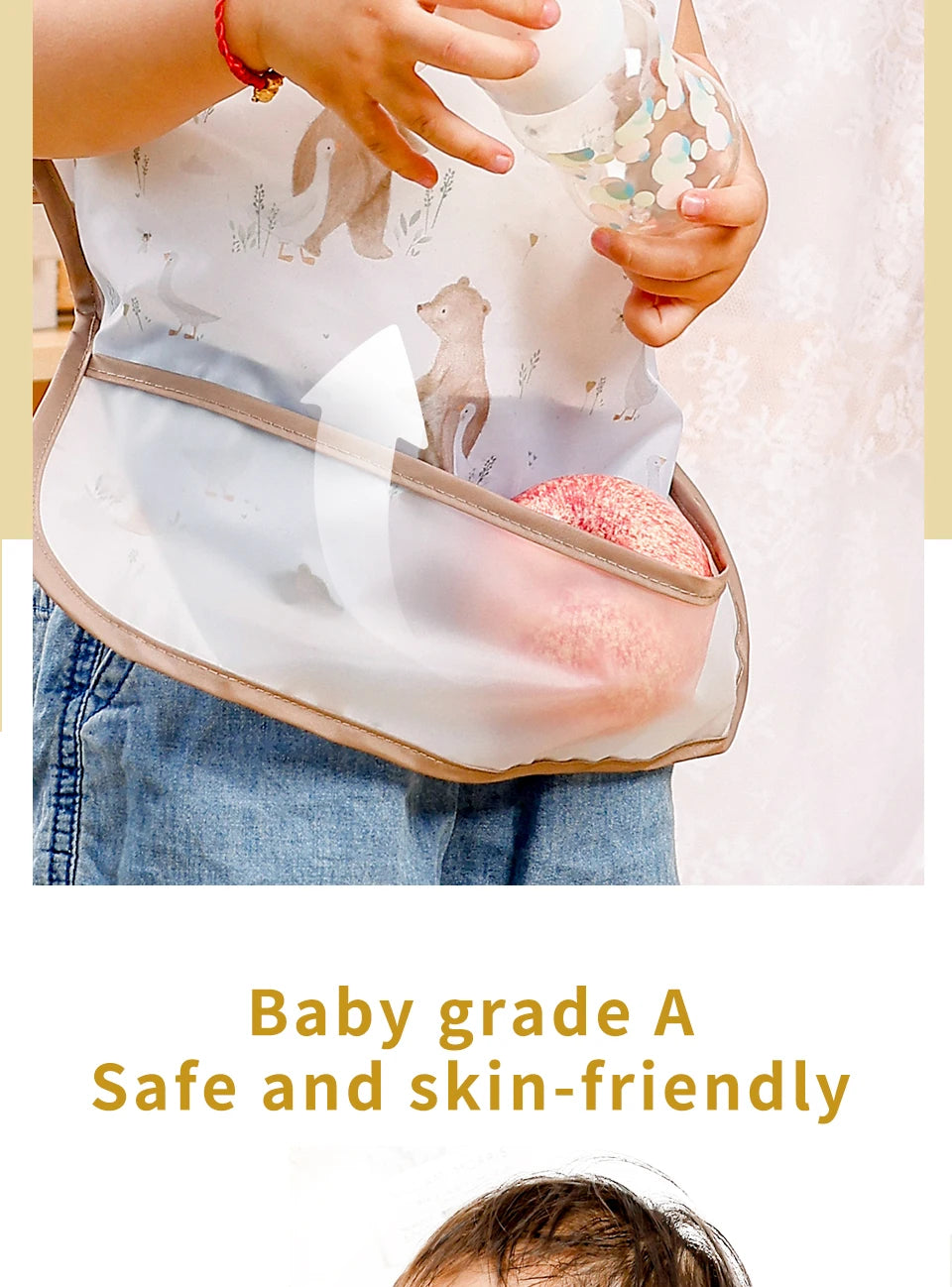 Waterproof Baby Full-Coverage Feeding Bib with Long Sleeves