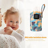 A baby is shown holding a milk bottle insulation sleeve designed for portable feeding.