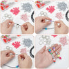A DIY beaded keychain making kit showing various beads, findings, and finished keychains.