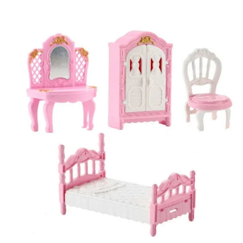 Miniature Dollhouse Furniture Set for Bedroom, Living Room, Kitchen & Bathroom