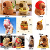 A set of capybara plush toys featuring a mother and four babies in various sizes.