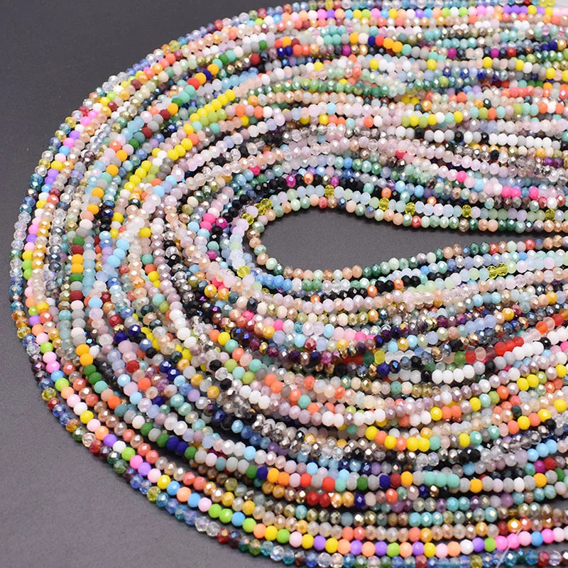 Mixed-Color Rondelle Glass Beads for Jewelry Making