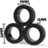 A set of three black magnetic fidget spinning rings shown from above.
