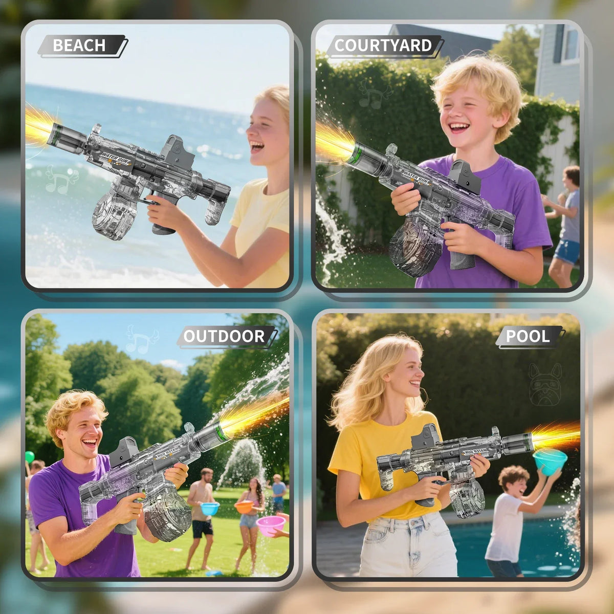Electric Water Gun with Recoil Effect & Sensor Lights