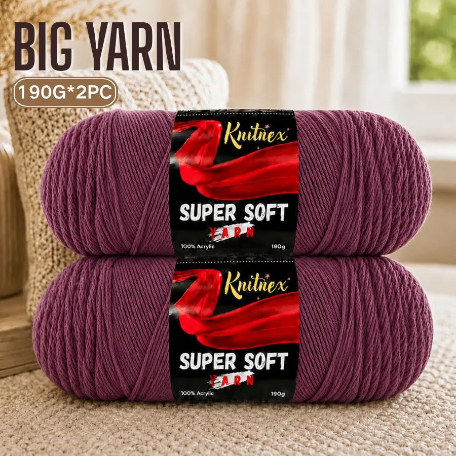 Two skeins of super soft red acrylic yarn for knitting and crochet projects