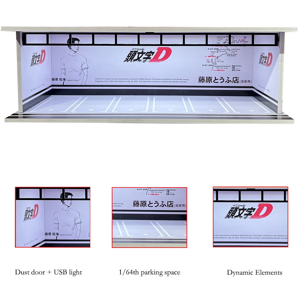 1:64 Scale Car Garage Diorama with USB LED Lighting