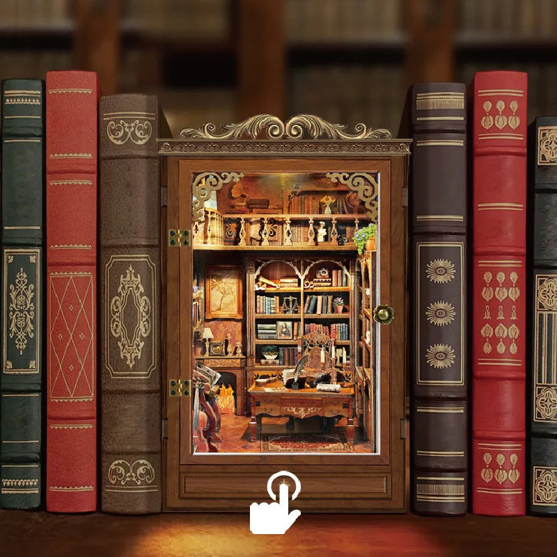 DIY Book Nook Shelf Insert Kit - Time Book House with Lights