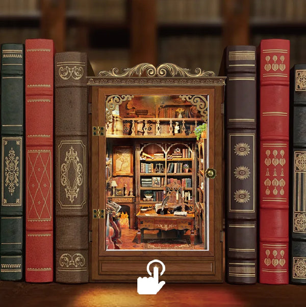 DIY Book Nook Shelf Insert Kit - Time Book House with Lights