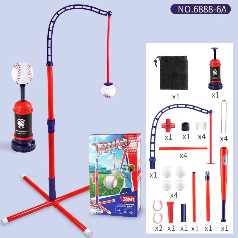 3-in-1 Kids Baseball Practice Set with Adjustable Tee and Launcher