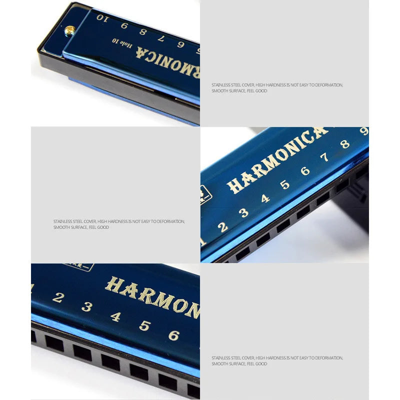 10-Hole Diatonic Harmonica in C with Case
