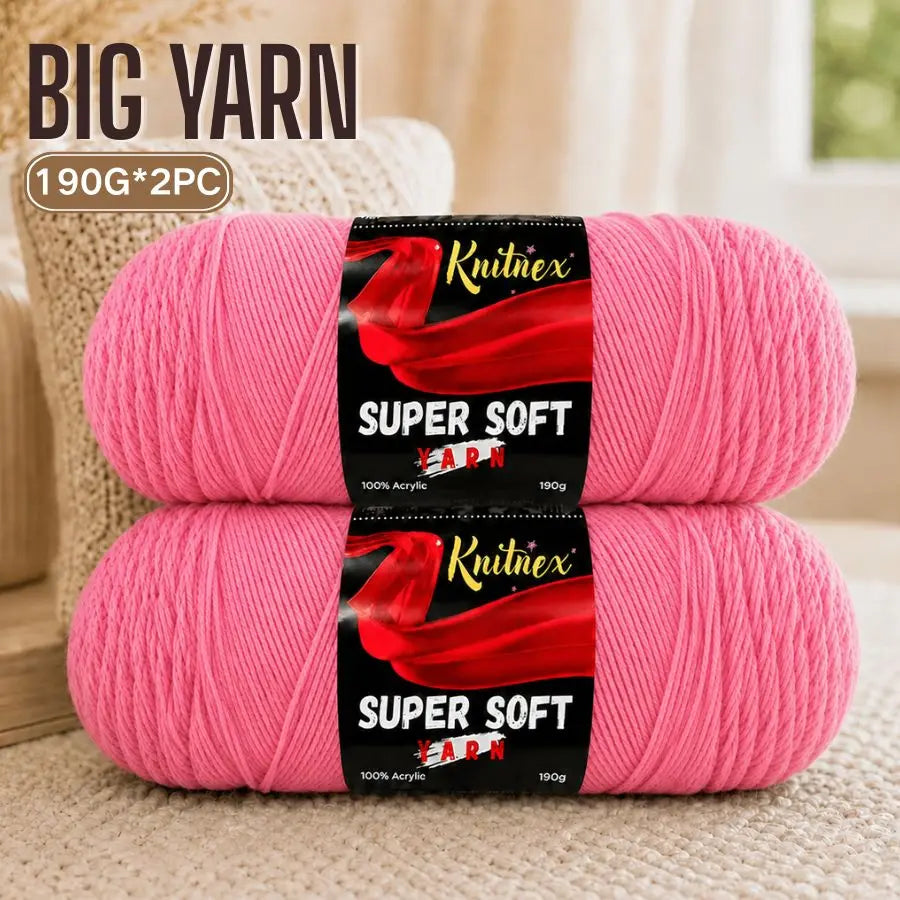 Two pink Knitnex Super Soft 100% acrylic yarn skeins for knitting and crochet