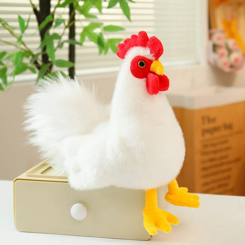 Adorable White Chicken Plushies – Soft Farm Animal Stuffed Hen & Rooster Set