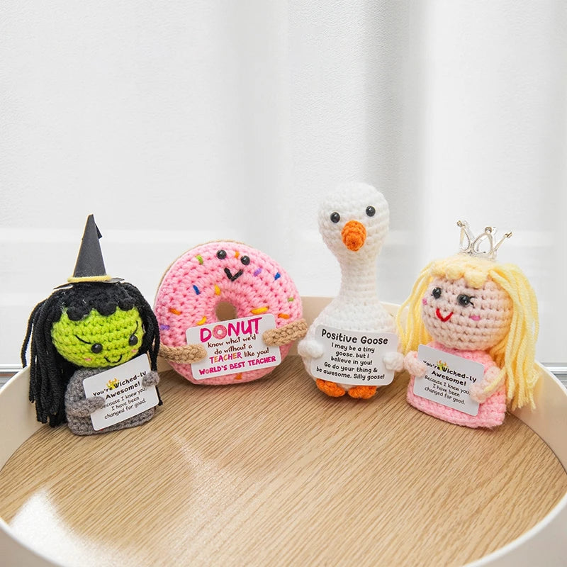 Handmade Crochet Positive Doll with Hugging Card
