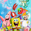 A colorful illustration featuring characters from SpongeBob SquarePants in a diamond painting style.