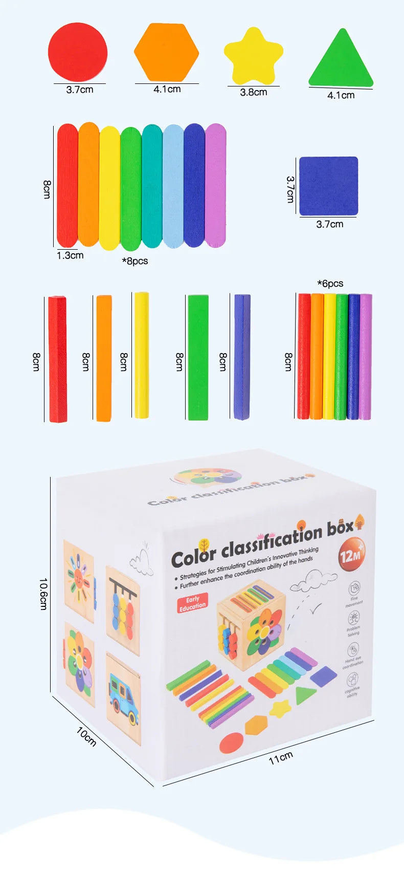 5-in-1 Wooden Shape & Color Sorting Toy for Toddlers