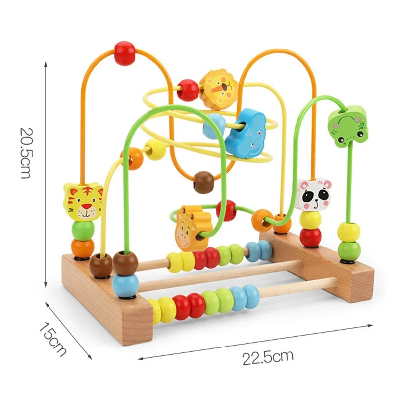 Wooden Bead Maze Roller Coaster Toy for Toddlers