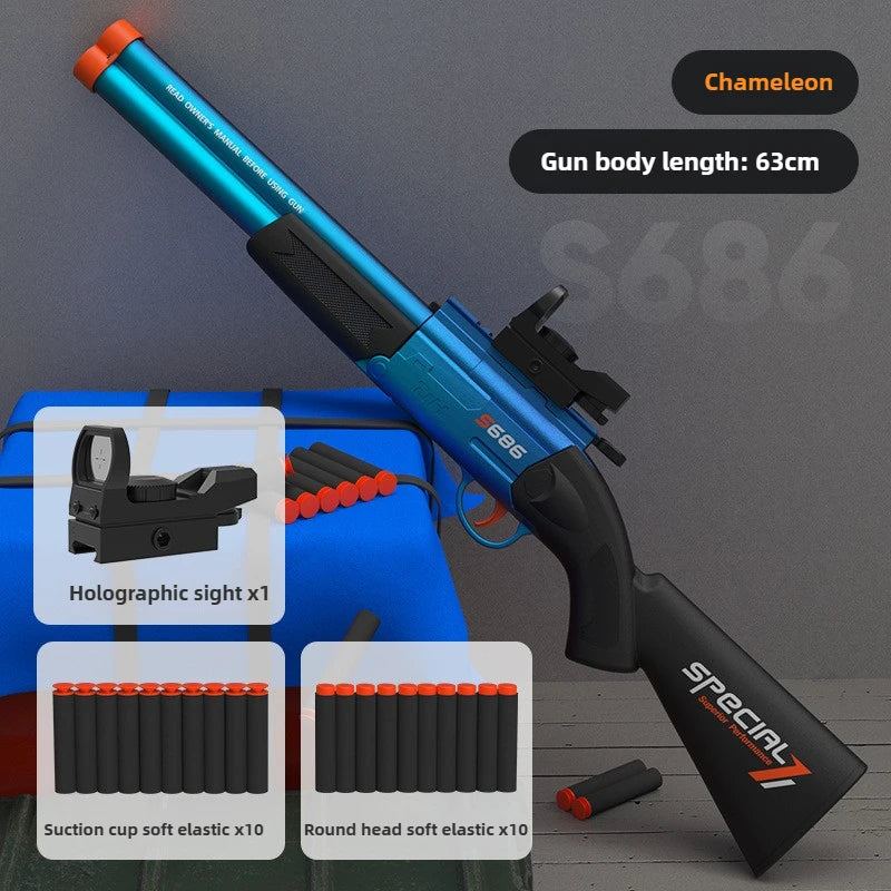 Double-Barrel Soft Bullet Toy Shotgun for Outdoor Play