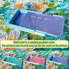 A purple diamond painting organizer tray is shown on a colorful background, demonstrating multicolor gradient color variation
