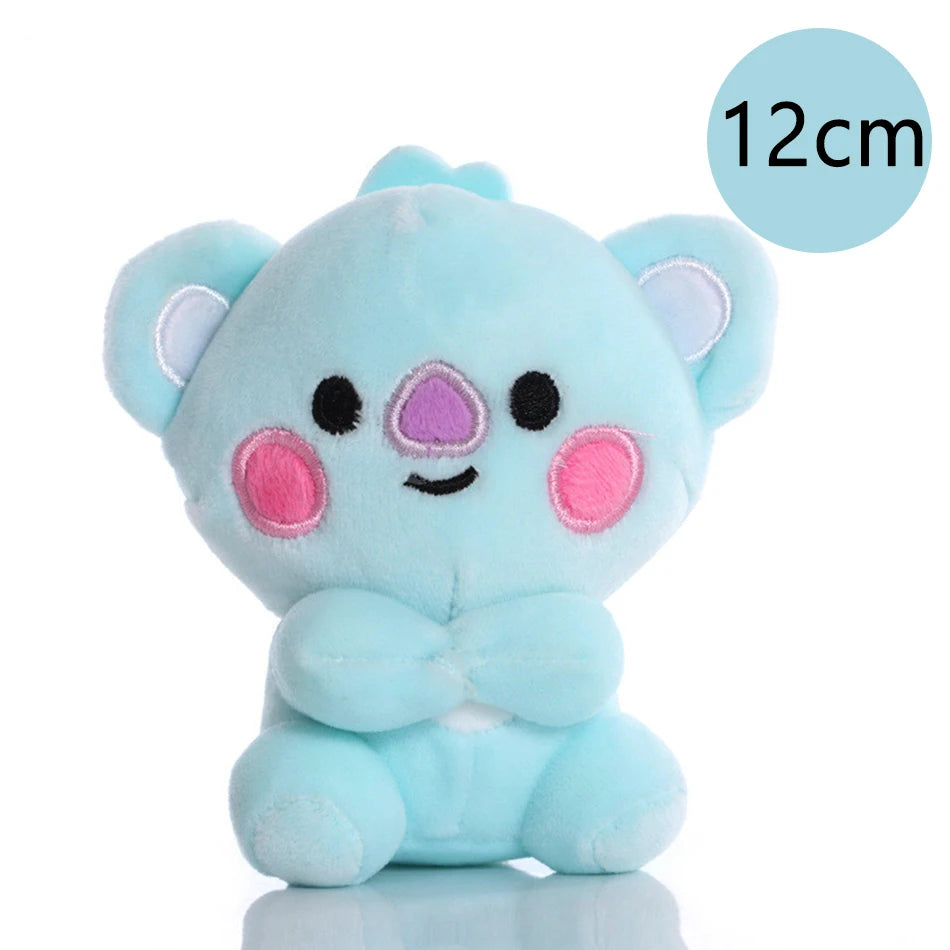 Light blue kawaii anime mini plush keychain with pink accents